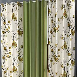 Shopgallery Green & White 3 Pcs Floral Room Darkening Window-23