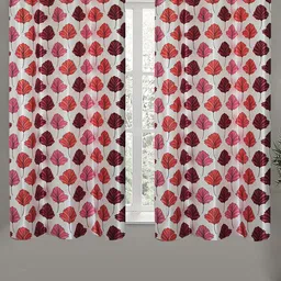 Aura White & Pink 2 Pieces Floral Printed Room Darkening Window Curtains-image-52