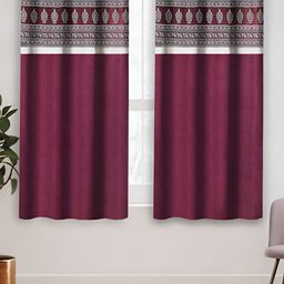 Aura Maroon & White 2 Pieces Ethnic Motifs Printed Window Curtains-picture-43