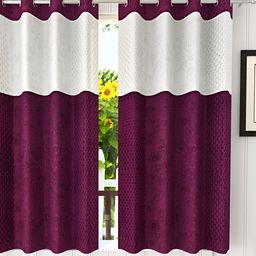 Ville Style Purple & White 2 Pieces Ethnic Motifs Room Darkening Window Curtains-image-16