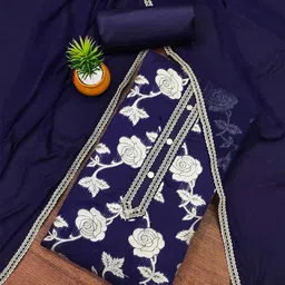 SHADOW & SAINING Floral Woven Design Zari Unstitched Dress Material-image-28