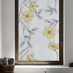 Jaamso Royals Transparent & Yellow Printed Self Adhesive Waterproof Window Sticker-25