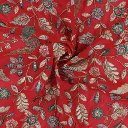 Dupatta Bazaar Red & Blue Embroidered Dupatta with Zardozi image 2