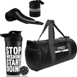 Gym Shaker Bottle 700 ml with Gym Duffle Bag & Wrist Support Band Men & Women Fitness Accessory Kit Kit-image-88