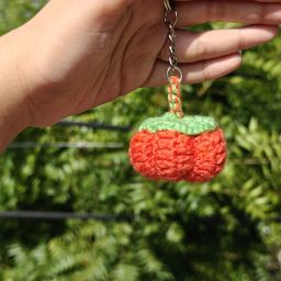 Cute Handmade crochet orange pumpkin Key Chain-image-8