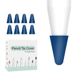 OJOS 8 Pcs Silicone Pencil Nib/Tip Protector Cap for Drawing Noiseless Compatible for Apple Pencil 1st/2nd Replacement Non-Slip Writing Nib/Tip Protector (Midnight Blue) image 1