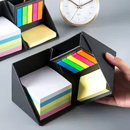 daluci Cube Style Foldable Sticky Memo Pads with Stationery Pen Holder, Sticky Note Pocket-size Memo Pad Soft Bound 100 Pages image 3