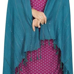 Cotton Blend Solid Maroon Women Dupatta-picture-15