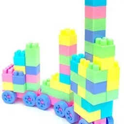 henglobe Plastic Building Block with Wheel, Multicolour, 3 Years and Above, 100 Pieces Blocks image 3