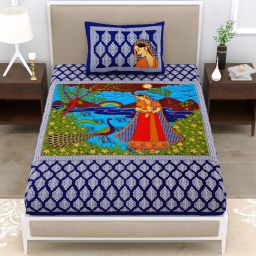 144 TC Cotton Single Jaipuri Prints Flat Bedsheet-image-33