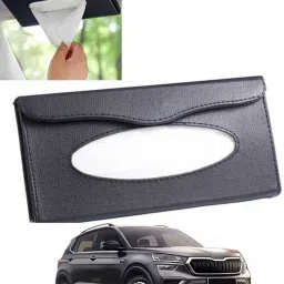 Black Leatherite Rectangle Shape Fancy Design Tissue Dispencer For Car-81 Vehicle Tissue Dispenser-8