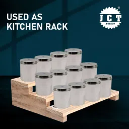 Containers Kitchen Rack mini 3 step natural wooden storage rack with hard wood legs for home Wood-image-34