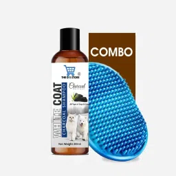 Dog and Cat White Coat Charcoal 200.ml Shampoo Bath Brush Free (Multi-color) Allergy Relief, Anti-dandruff, Conditioning, Whitening and Color Enhancing Charcoal Dog Shampoo-13