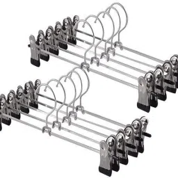 Adjustable Width Clip Hangers with Strong Grip for Skirts, Pants, Jeans, Dresses, Clothes Steel Trousers Pack of 12 Hangers ForTrousers-98
