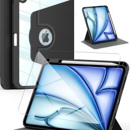 Back Cover for iPad Air M2 (13 inch) with Tempered Glass, 360° Rotating Adjustable Stand Auto Wake/Sleep-image-10