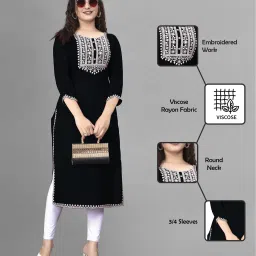 Women Embroidered Viscose Rayon A-line Kurta-image-47