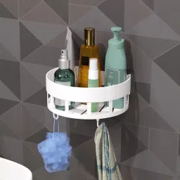 Plastic Round Shelf Bathroom Accessories Toiletry & Kitchen Organizer Shelf Plastic Wall Shelf-image-27