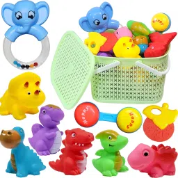 Bucket with Bath Aquatic Dinosaur Chu Chu Toy Set with 3 Pcs Rattle Toy Set Rattle-20
