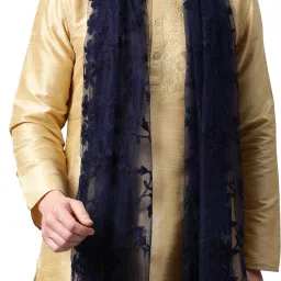 Net Embroidered Dark Blue Men Dupatta-image-65