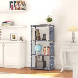 Multipurpose Collapsible Bookshelf 4 Racks Book Stand Almirah for Home & Kids Metal Open Book Shelf-12