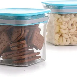 Square Airtight Kitchen Storage Container / Plastic Leakproof 600 m Plastic 2 Pockets-9
