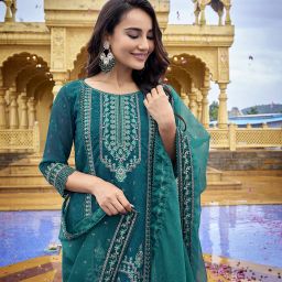 Women Georgette Kurta Pant Dupatta Set-image-41