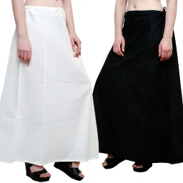 TrendingTrading 2025-White & Black Saree Lehenga Petticoat for Women with Drawstring Pure Cotton Petticoat-image-68