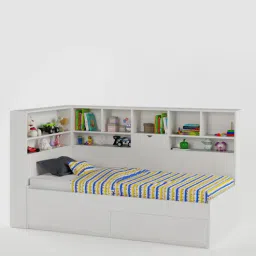 boingg! - a happy start MegaTron Bed with Extra Shelves & Drawer Storage in White Colour-picture-15