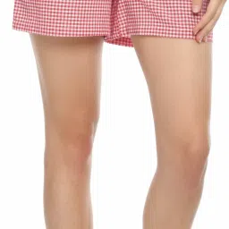 Pack of 2 Checkered Women Pink Regular Shorts-19