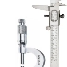 2pc Combo 125 mm Slide Wheel SS Vernier Caliper + 25 mm Micrometer Screw Gauge Mild Steel Chrome Plated Measurement for any Objects Inside, Outside and Depth Micrometer Caliper-image-69