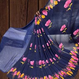 Printed Madhubani Georgette Saree-image-22