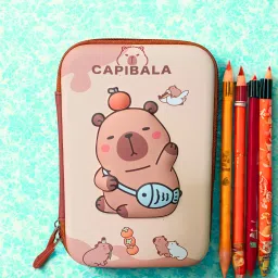 Presents 3D Embossed Capybara With Fish Bag Print Big Size Pencil Case/Pouch For Kids, Students, etc. For Their Daily Use, RP1392 Art EVA Pencil Box-image-59