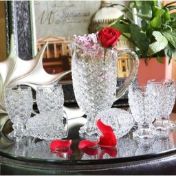 Crystal Clear Pineapple Water Juice Multi Purpose Lemon Set of 7 Pcs jug 1.5 LTR Jug Glass Set-3