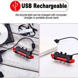 techista USB Rechargeable Cycle Horn with Light with USB Rechargeable Cycle tail light LED Front Rear Light Combo image 5