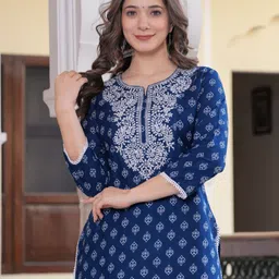 physil Women Embroidered Pure Cotton Straight Kurta-picture-1