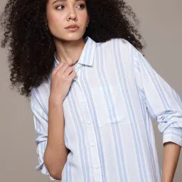 Women Regular Fit Striped Casual Shirt-image-78