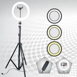 airtech Stand light with Tripod 10" LED ring 3Color Dimmable Lighting Photo-video-Shoot Ring Flash-picture-0