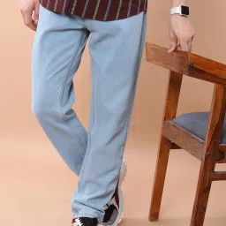 Men Straight Fit Mid Rise Light Blue Jeans-image-68