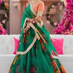 divastri Embroidered, Floral Print, Embellished Semi Stitched Lehenga Choli-picture-23