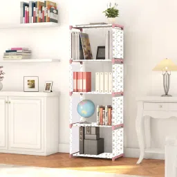 Multipurpose Collapsible Bookshelf 5 Racks Book Stand Almirah for Home & Kids Metal Open Book Shelf-12