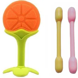 Silicone Orange Fruit Shape Teether with Dumbler / Sticks Teether For Babies Teether-4