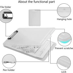 remang Writing Pad Document File Folder, A4 Size Storage Clipboard for office, school image 4
