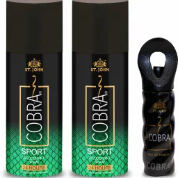 Cobra Deo Sport (150 Ml Pack of 2) Deodorant Body Spray and Cobra Perfume 15ml-5