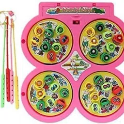 Fish Catching Game / Fishing game / Fishing toy with 32 Pcs of Fish, 4 Pods (Pink)-18