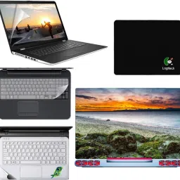 SDM 5in1 Combo of Premium Quality, HD, UV Printed, Protected, Bubble Free, Scratchproof, Washable, Easy to Install Laptop Skin/Sticker/Vinyl/Cover for 15.6 inches on 3M Vinyl with Screen Guard and Key Protector, pelmrest skin, gaming mouse-pad (natural images for brain relaxation at working time) Combo Set 228 Combo Set-image-5