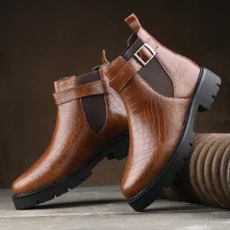 Women Brown Textured Mid-Top Blocked Boots Boots For Women-image-43
