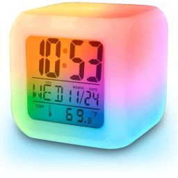 Digital multiple colour, LED Color Changing Digital Alarm Calendar Temperature Glowing Clock-image-84