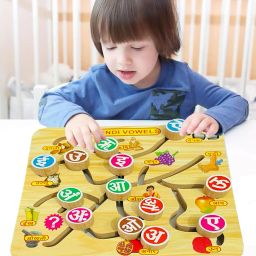 plus shine Learning Matching Aa Aa Ee Ee Hindi Letter Puzzle Maze Tracing Practice Board image 4
