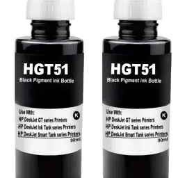 canoff HP GT51 Ink Bottle (90ml) For 310 315 319 410 415 419 5822 Inktank Printer Black - Twin Pack Ink Bottle-24