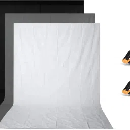 Hiffin ® 8x12 ft Black|White|Gray Screen, Photography Backdrop Background Black, White, Grey Reflector Umbrella-31